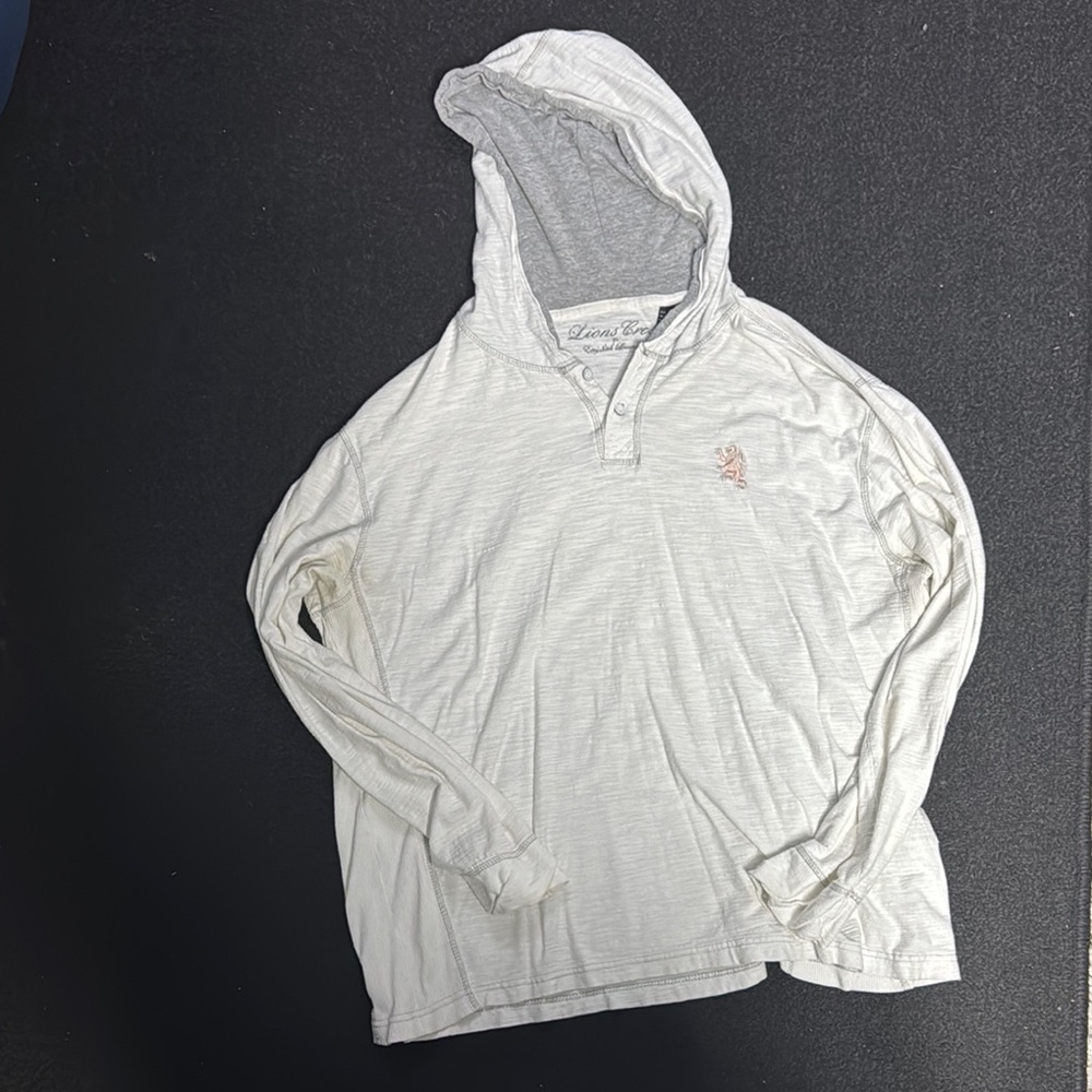 White Hooded Long Sleeve Shirt